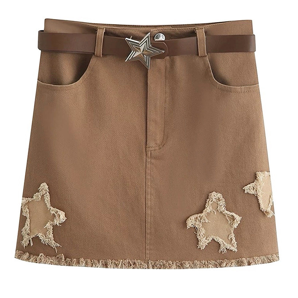Star Patch Aesthetic Mini Skirt