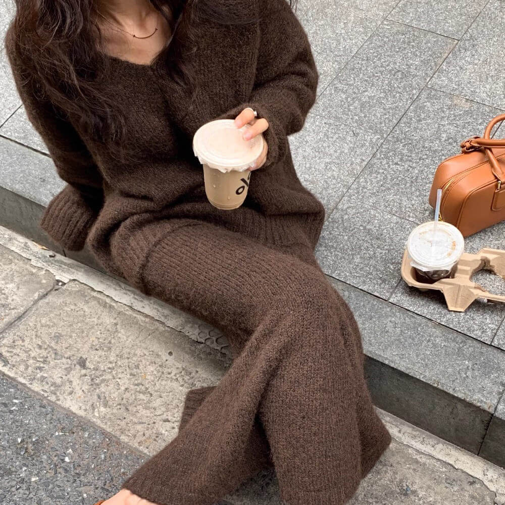 Mocha Sweater & Skirt Co-Ord