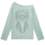 Y2K Corset Print One-Shoulder Top