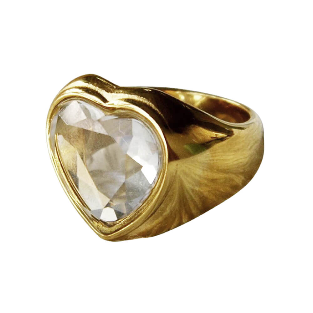 Y2K Diamond Heart Chunky Ring