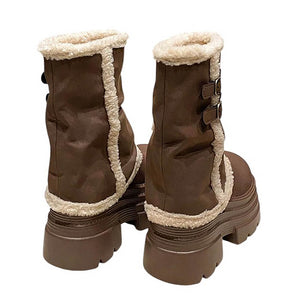Y2K Fur Trim Chunky Platform Boots