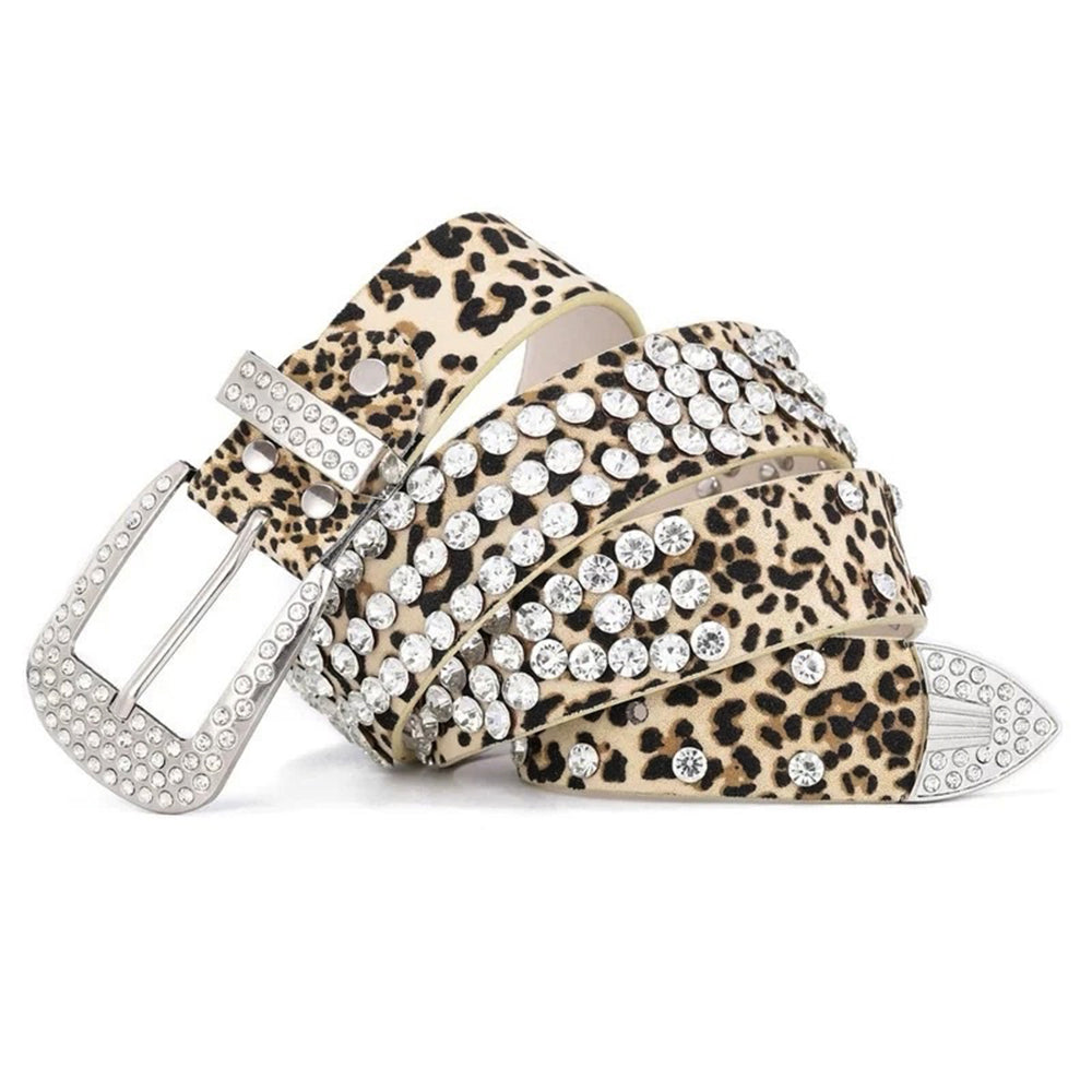 Y2K Rhinestone Leopard Belt