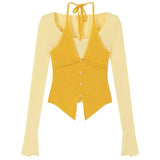 Springtime Layered Halter Knit Top